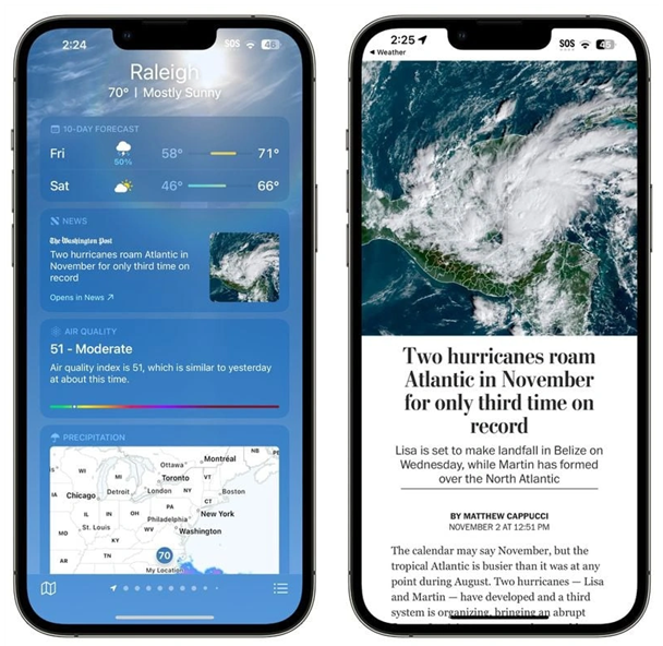 神湾镇苹果14维修分享iPhone 14手机如何看天气时顺带看新闻 