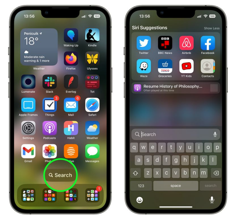 神湾镇苹果手机维修分享升级到 iOS 16 后，如何删除主屏幕上的搜索按钮 